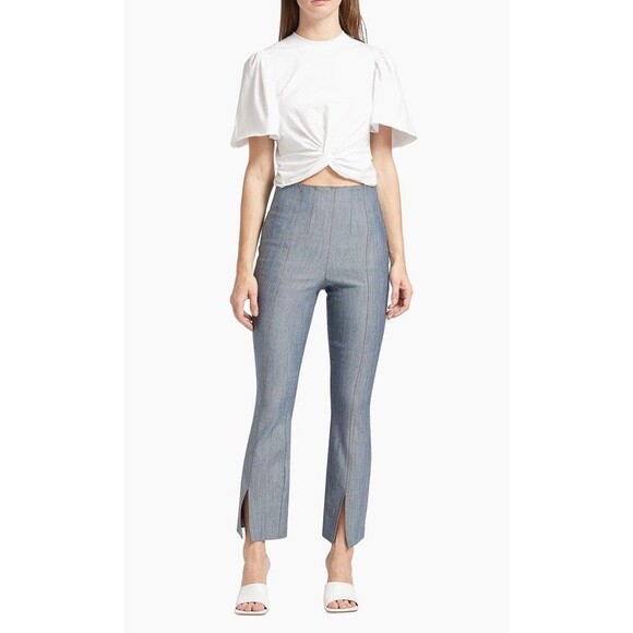 Cinq A Sept (5 a 7) Reverse Denim  Laurie Stretch Flared Pant In Indigo Sz 4 - Picture 1 of 12